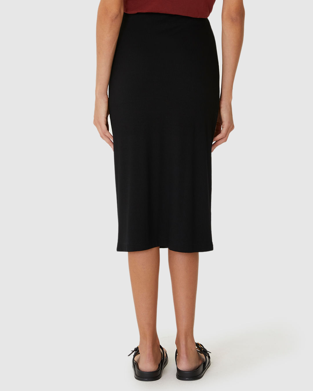 Saia Midi Feminina Em Malha Viscose Canelada - Imagem 15