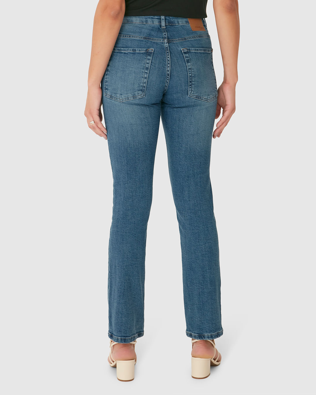 Calça Reta Feminina Bolso Funcional Em Flex Jeans - Imagem 15