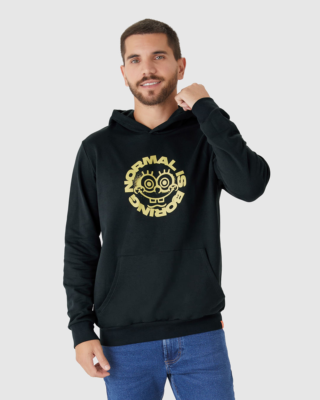 Blusão Unissex Com Capuz Normal Is Boring Bob Esponja Em Moletom