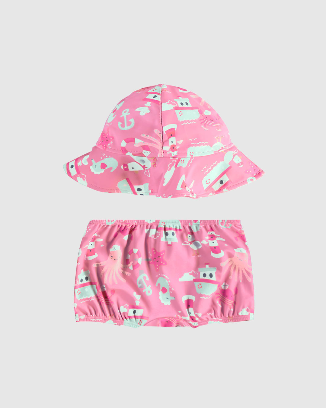 Conjunto Bebê Menina Shorts Banho De Sol + Chapéu Em Malha UV50+ Malwee Kids - Imagem 3