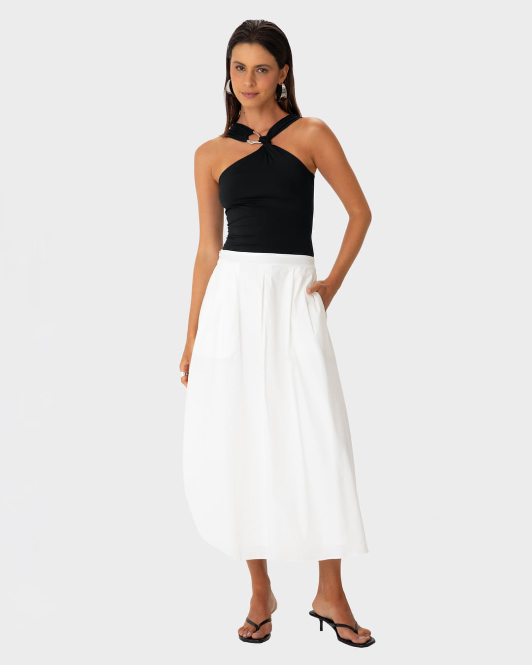 Regata Justa Feminina Alça Detalhe Argola Metálica Em Malha Poliamida - ENFIM - Imagem 18