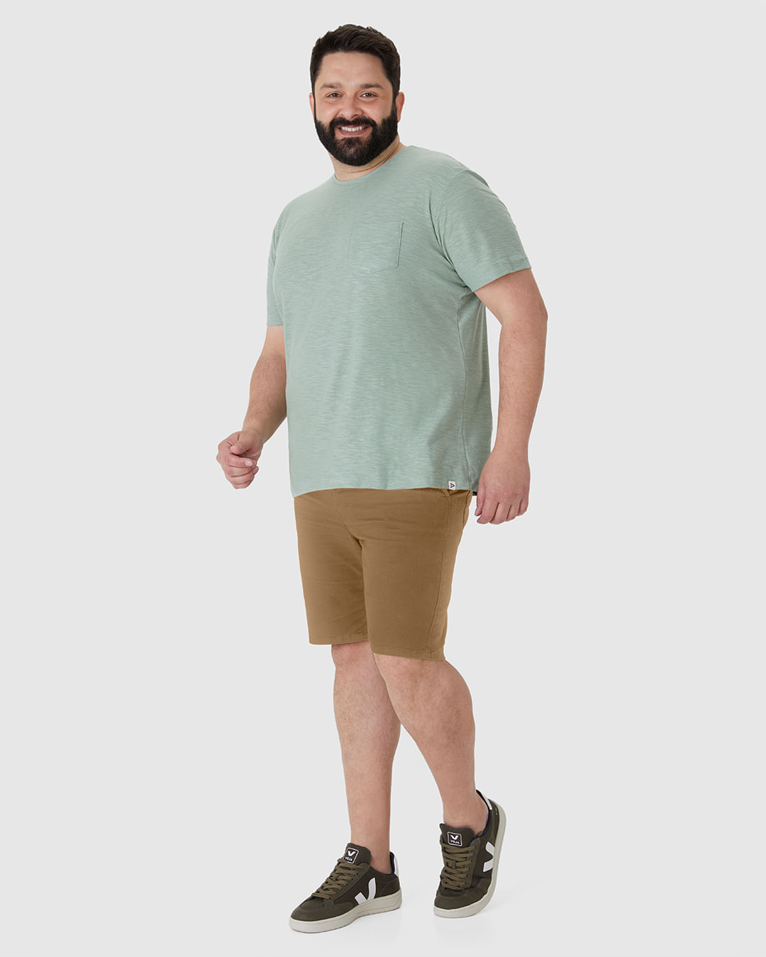 Bermuda Masculina Plus Size Tradicional Cintura Média Em Sarja Stretch