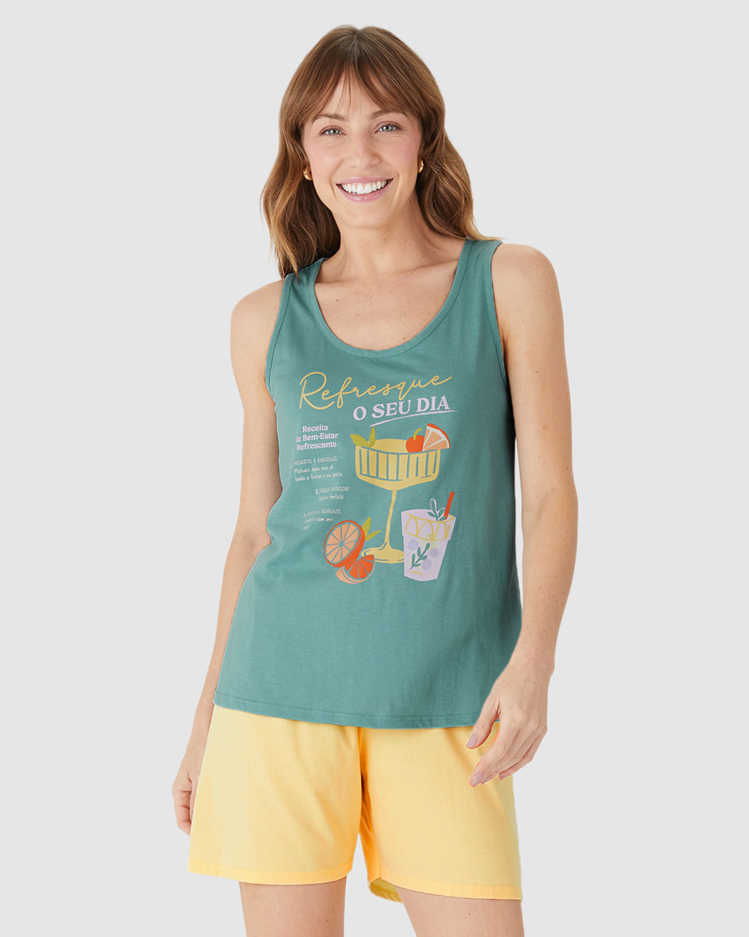 Pijama Curto Feminino Refresque Seu Dia Em Algodão - Imagem 11