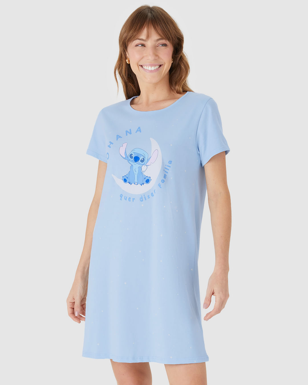 Camisola Feminina Estampa Ohana Stitch Disney Em Algodão