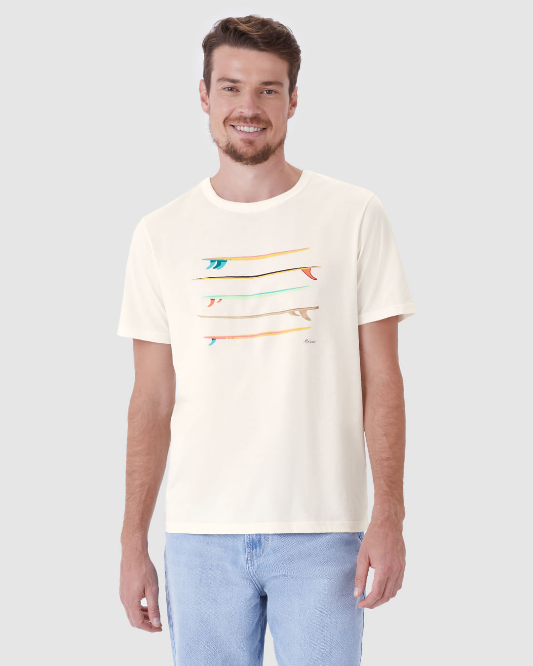 Camiseta Masculina Estampa Prancha De Surf Em Algodão