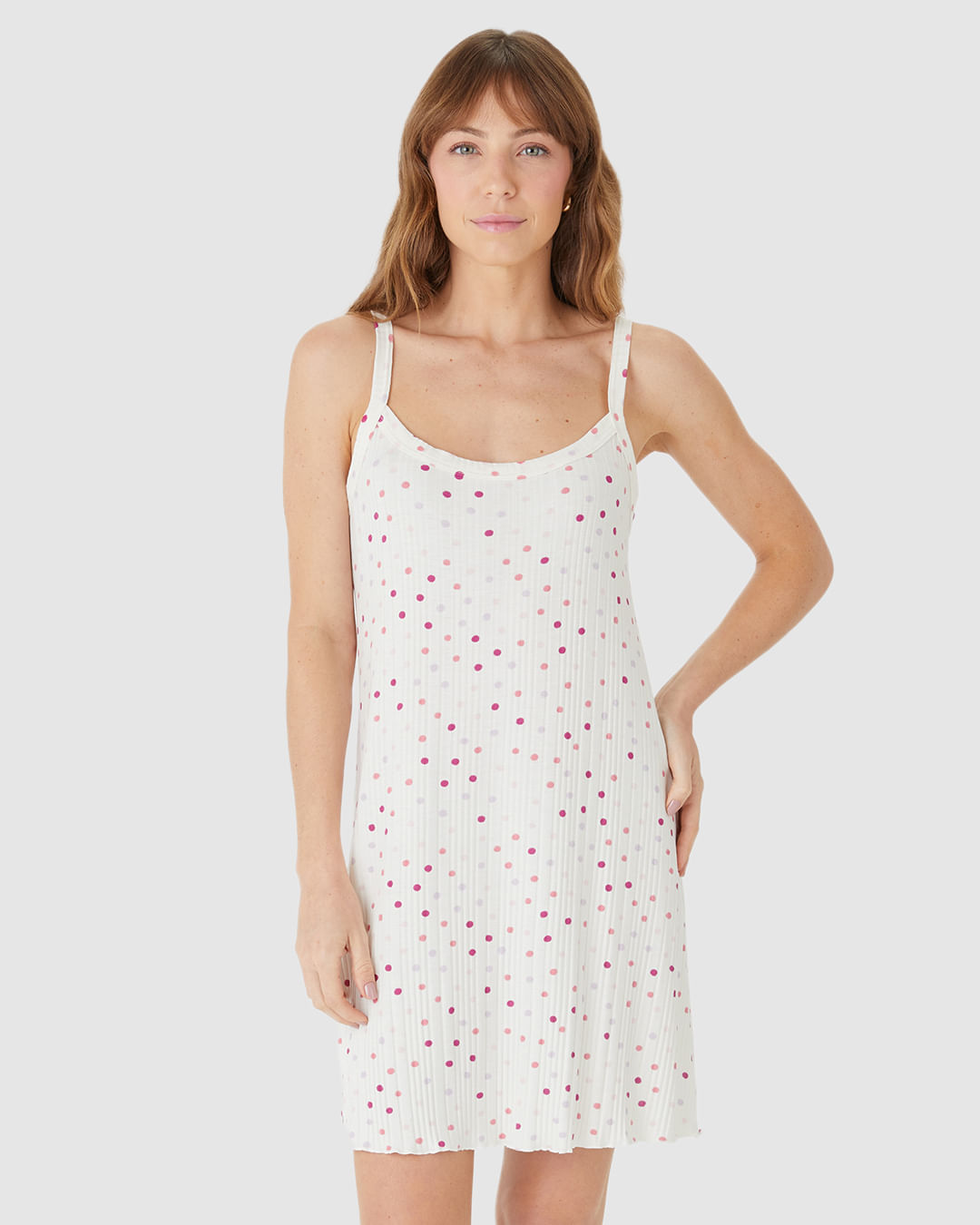 Camisola Feminina Slim Estampada Alça Fina Em Malha Canelada - Imagem 6