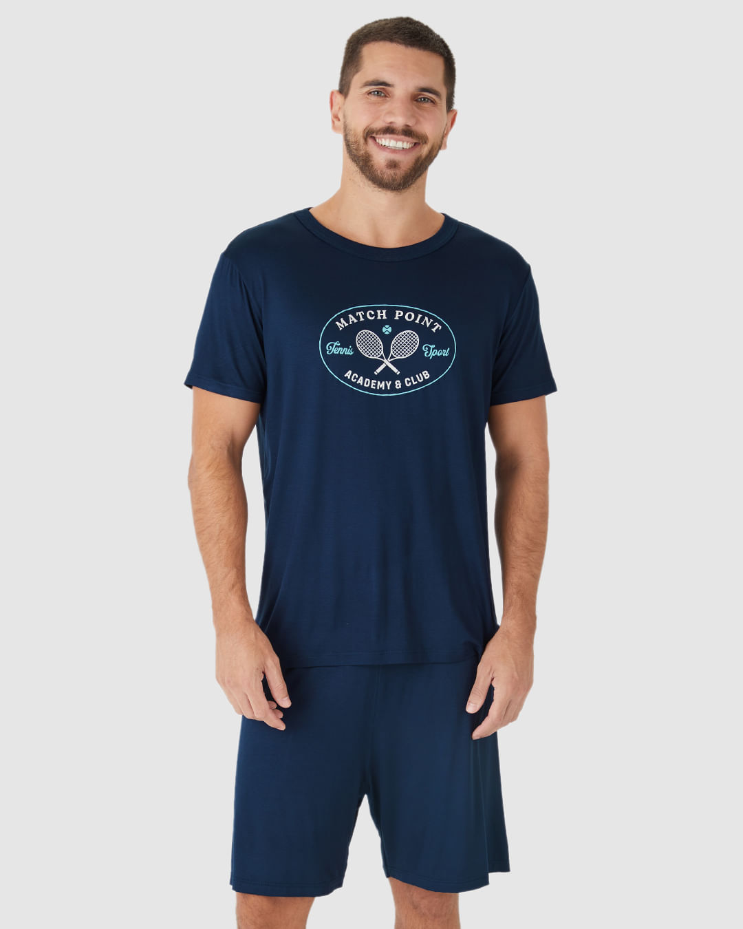 Pijama Curto Masculino Match Point Academy & Club Em Viscose Stretch - Imagem 11