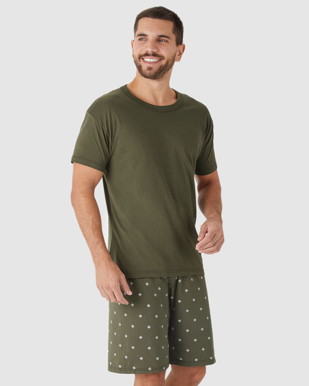 Pijama Curto Masculino Shorts Estampa Digital Em Algodão - Imagem 11