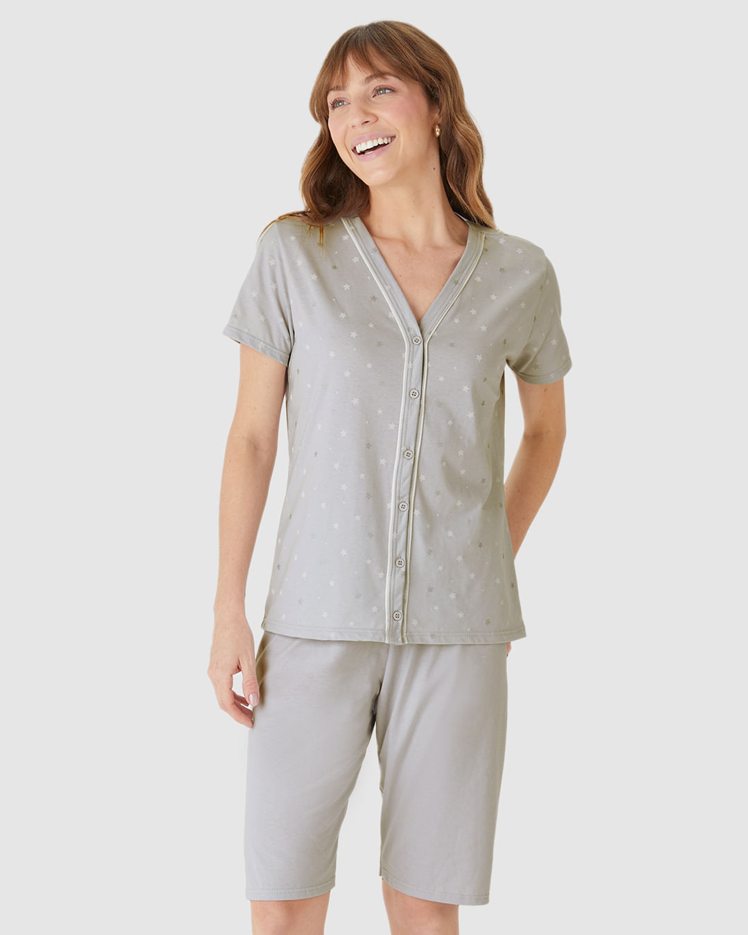 Pijama Curto Feminino Bermuda Ciclista Em Malha Algodão - Imagem 21