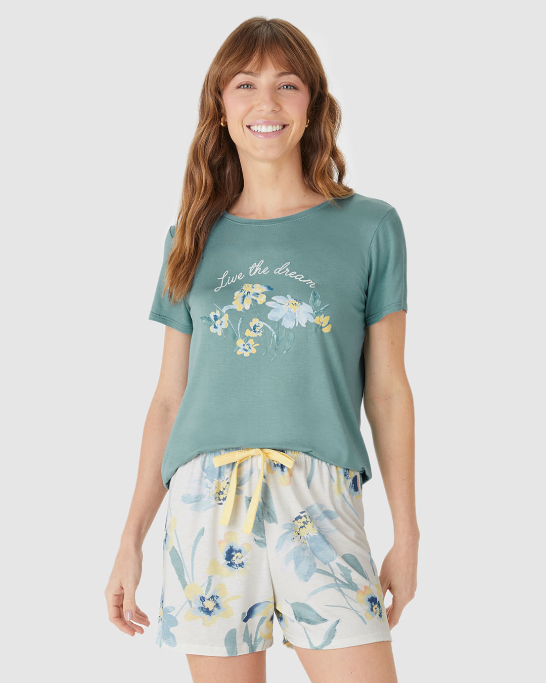 Pijama Curto Feminino Live The Dream Em Viscose Stretch