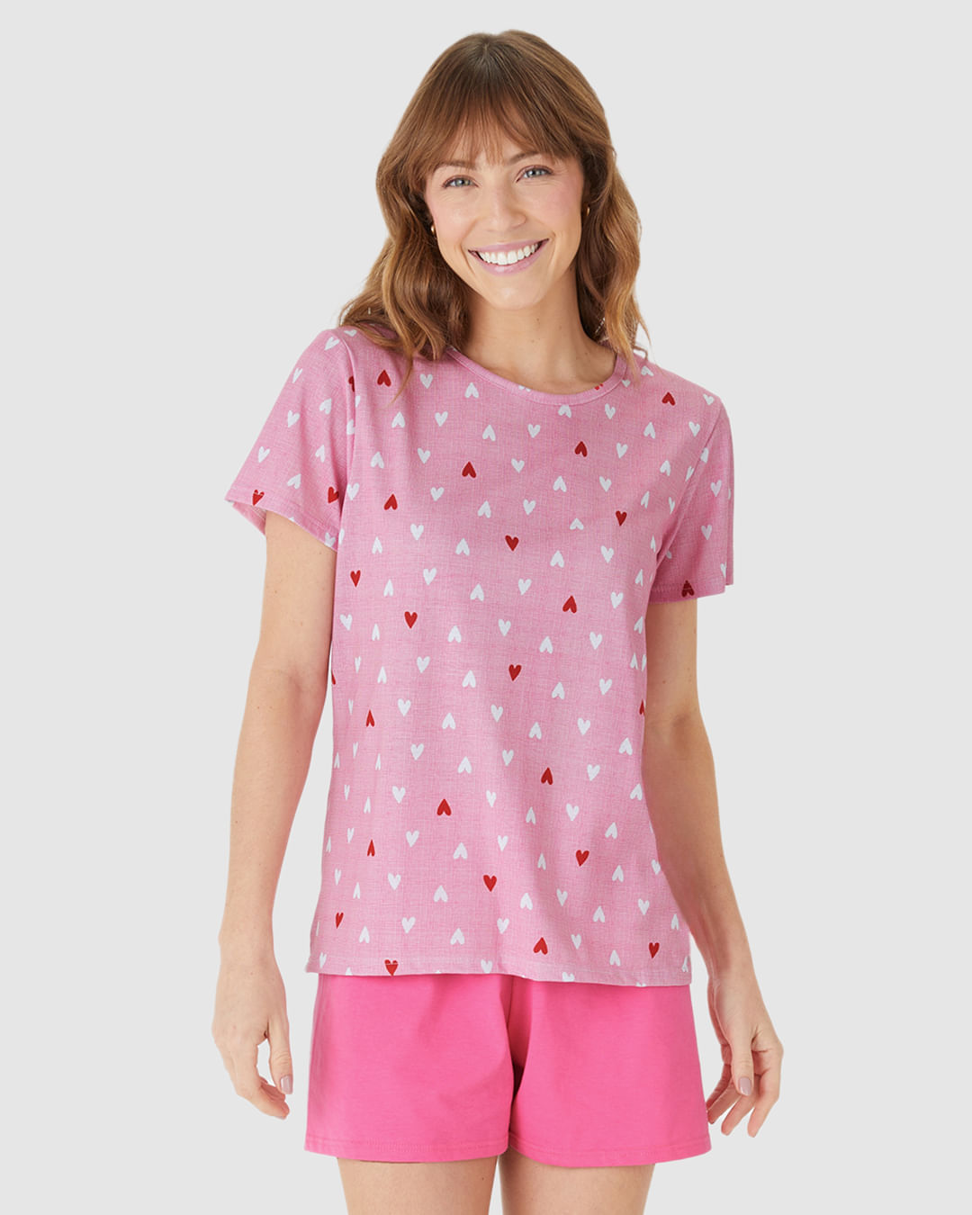 Pijama Curto Feminino Blusa Estampa Digital Em Algodão - Imagem 11