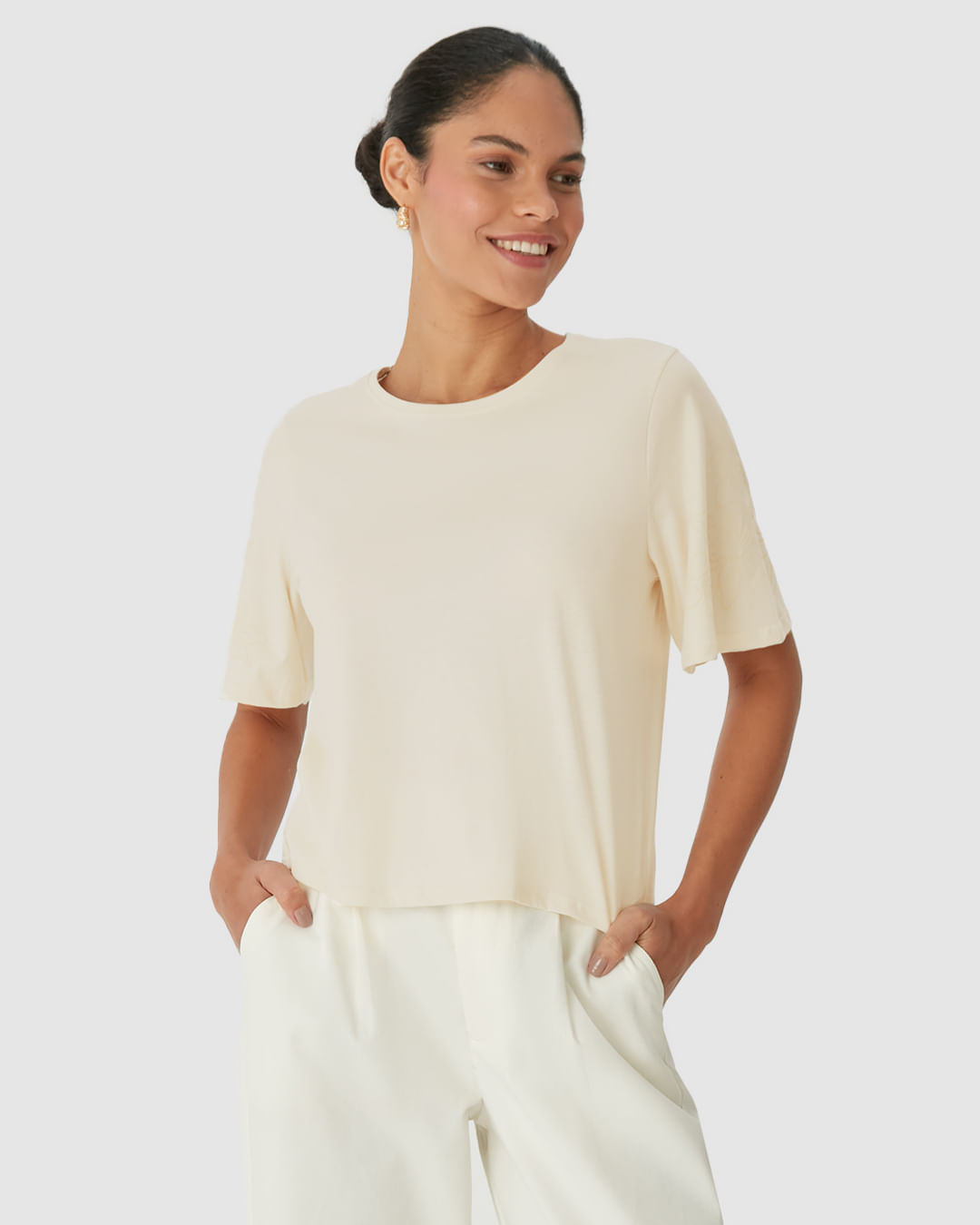 Blusa Feminina Manga Curta Com Estampa Puff Em Malha Comfy - Imagem 21