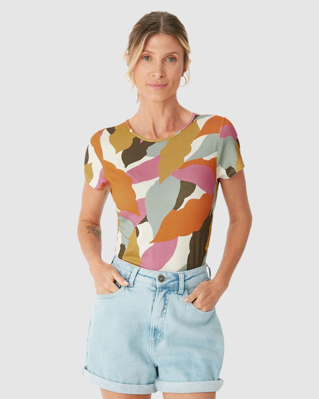 Blusa Justa Feminina Estampada Em Viscose Stretch - Imagem 11