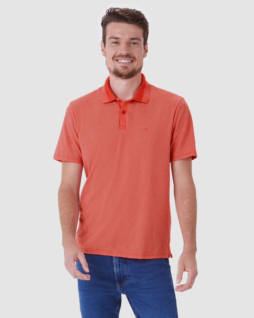 Camisa Polo Masculina Abertura Lateral em Malha Fio a Fio
