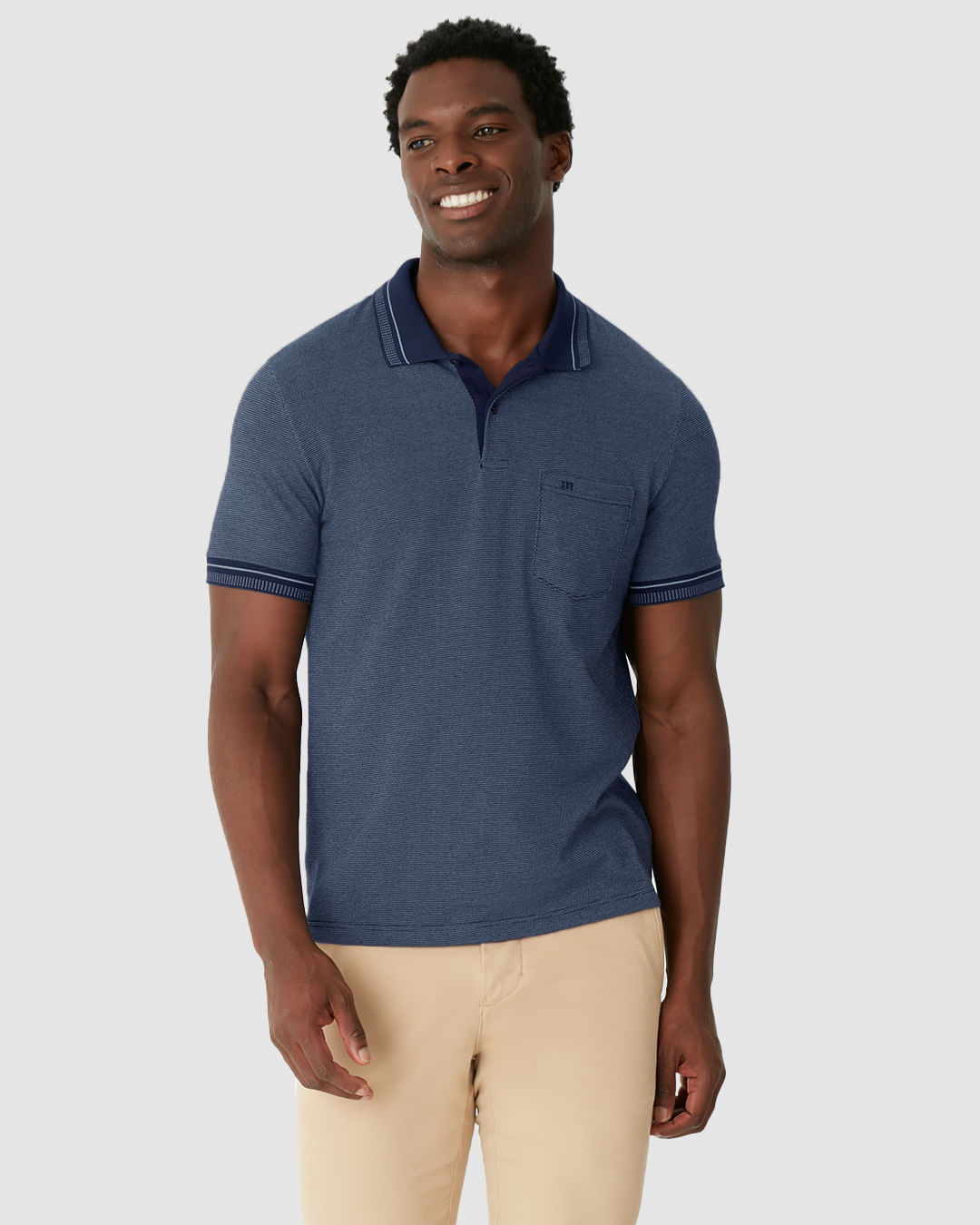 Camisa Polo Masculina Slim Bolso Funcional Em Piquet Pontilhado - Imagem 21