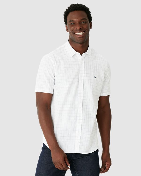 Camisa Masculina Regular Abotoamento Frontal Manga Curta Em Cotton Slub Branco - G