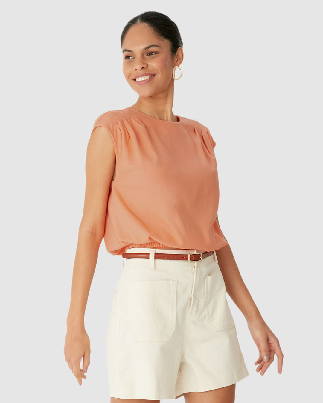 Blusa Box Feminina Barra Elástico Em Viscolinho - Imagem 16