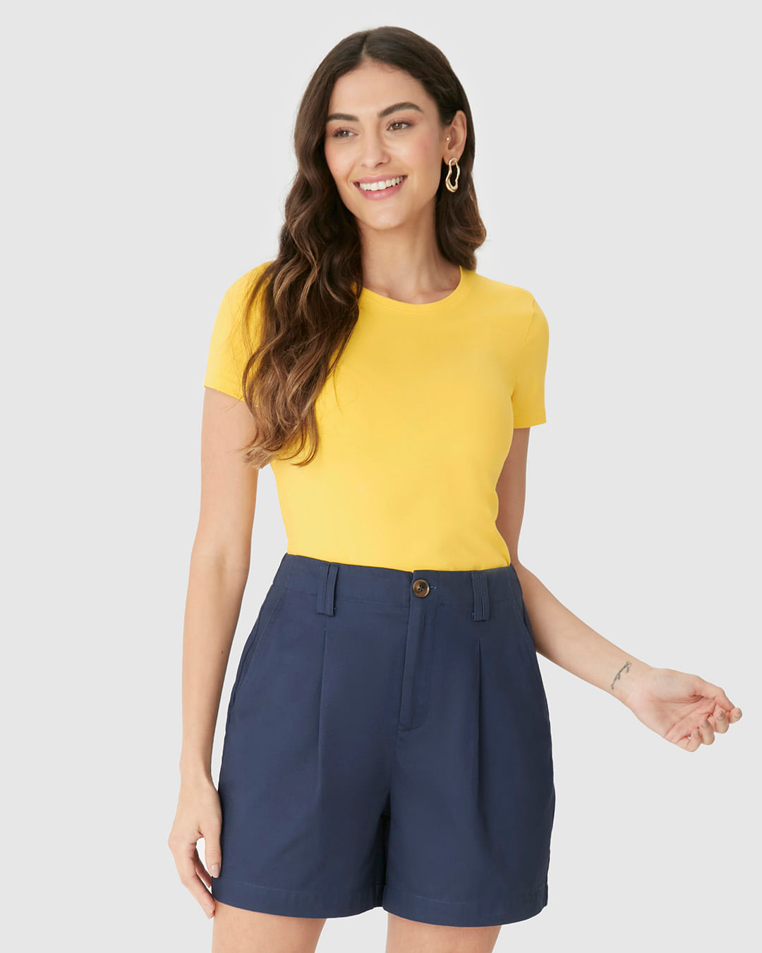 Blusa Básica Feminina Decote Redondo Em Algodão - Imagem 16