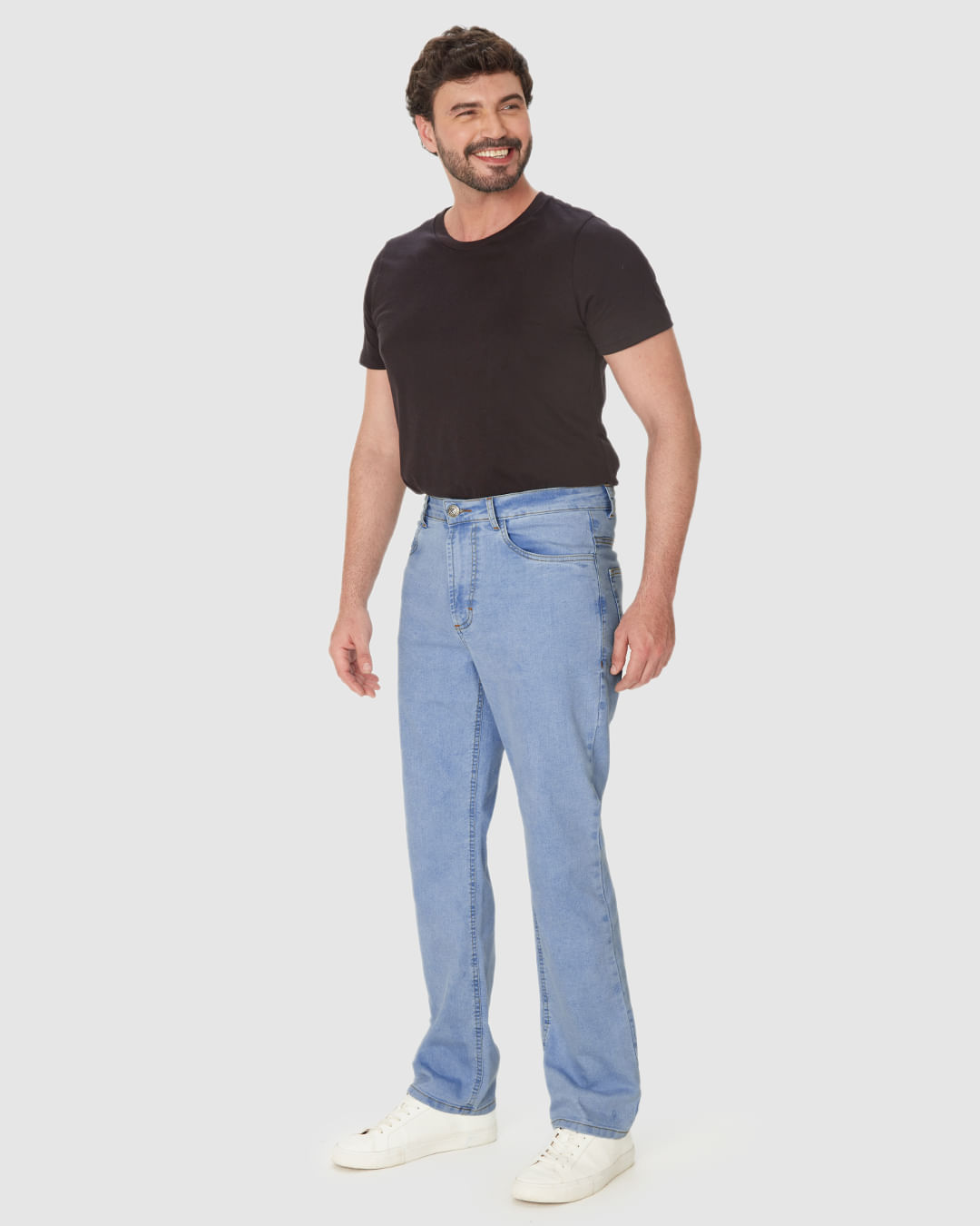 Calça Masculina Reta Básica Em Jeans Com Elastano - Imagem 32