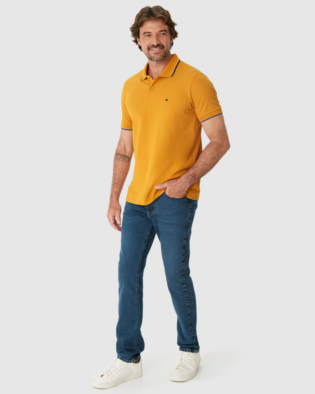 Camisa Polo Básica Masculina Slim Bordado Frontal Em Piquet Premium - Imagem 2
