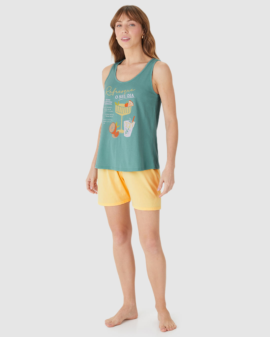 Pijama Curto Feminino Refresque Seu Dia Em Algodão - Imagem 12