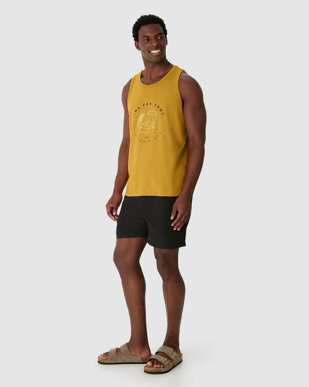 Regata Masculina Alça Estreita Com Estampa Em Algodão - Imagem 2