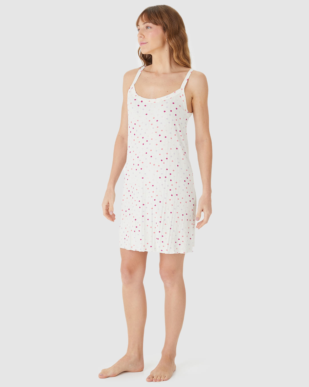 Camisola Feminina Slim Estampada Alça Fina Em Malha Canelada - Imagem 2