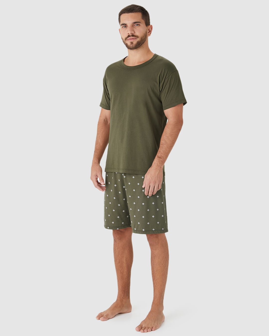 Pijama Curto Masculino Shorts Estampa Digital Em Algodão - Imagem 2