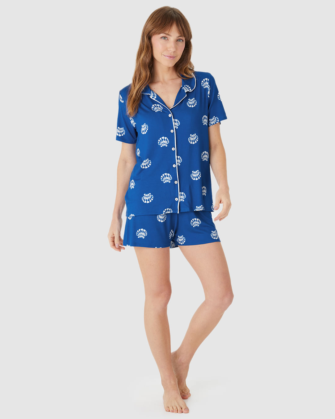 Pijama Curto Feminino Americano Estampa Corrida Digital Em Viscose Stretch - Imagem 22
