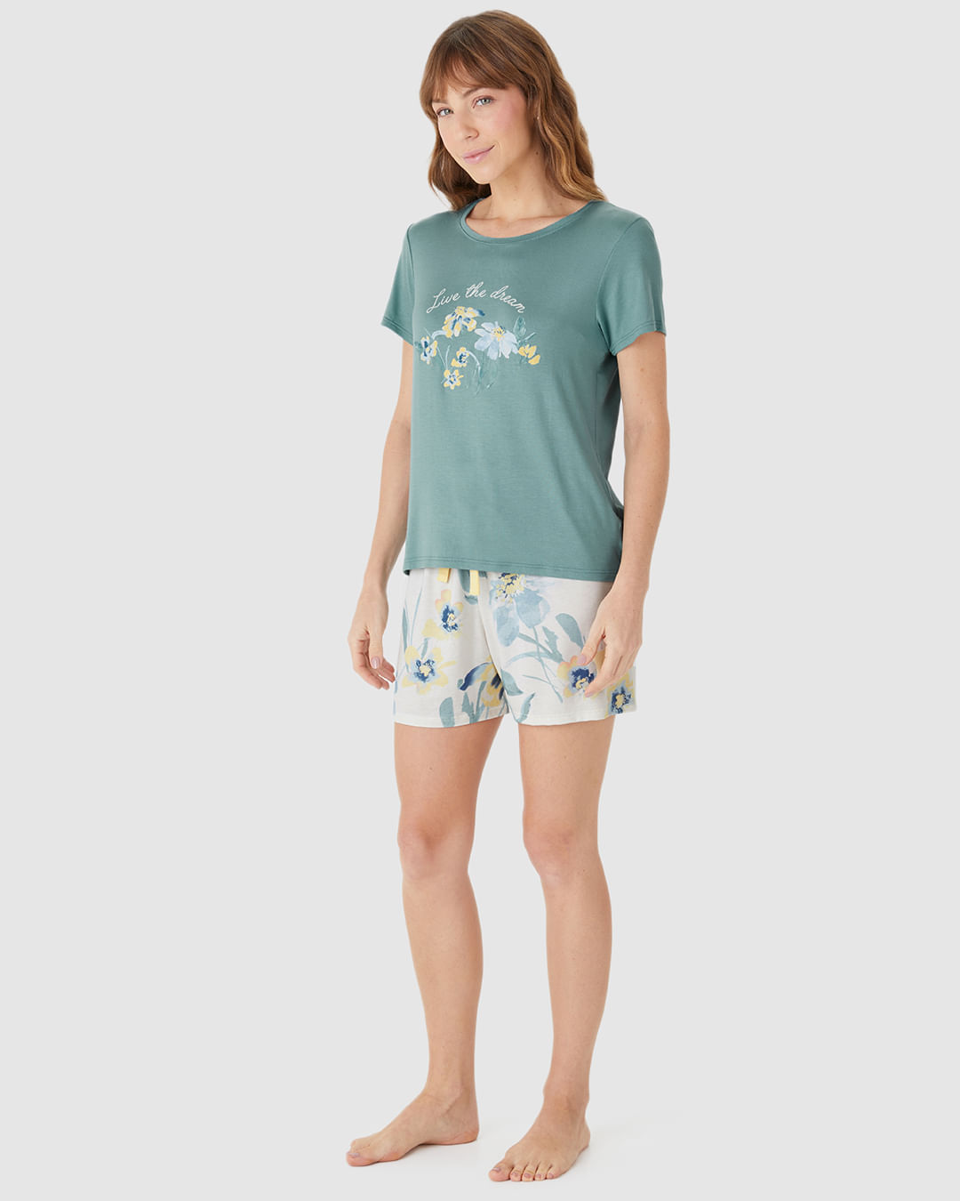 Pijama Curto Feminino Live The Dream Em Viscose Stretch - Imagem 17