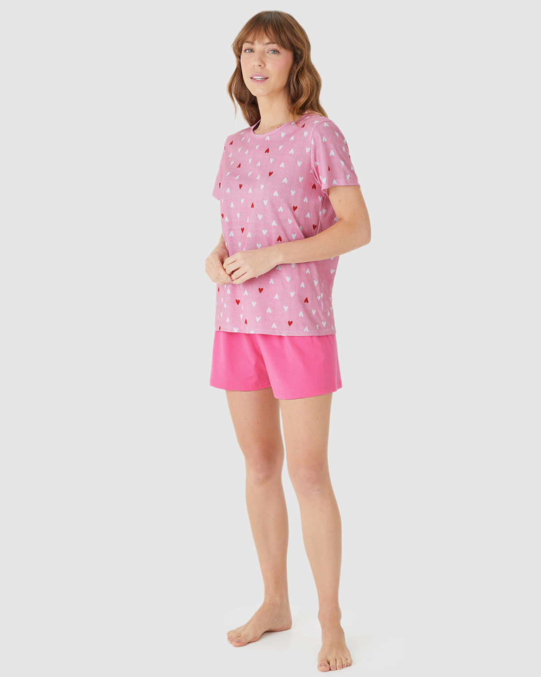 Pijama Curto Feminino Blusa Estampa Digital Em Algodão - Imagem 7
