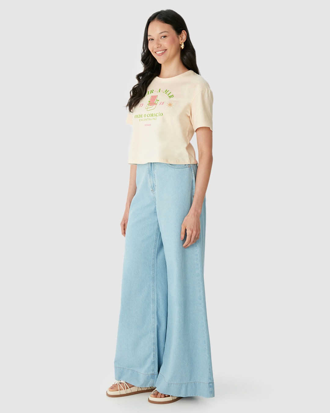 Camiseta Cropped Feminina Estampa Beira-A-Mar Em Algodão - Imagem 12