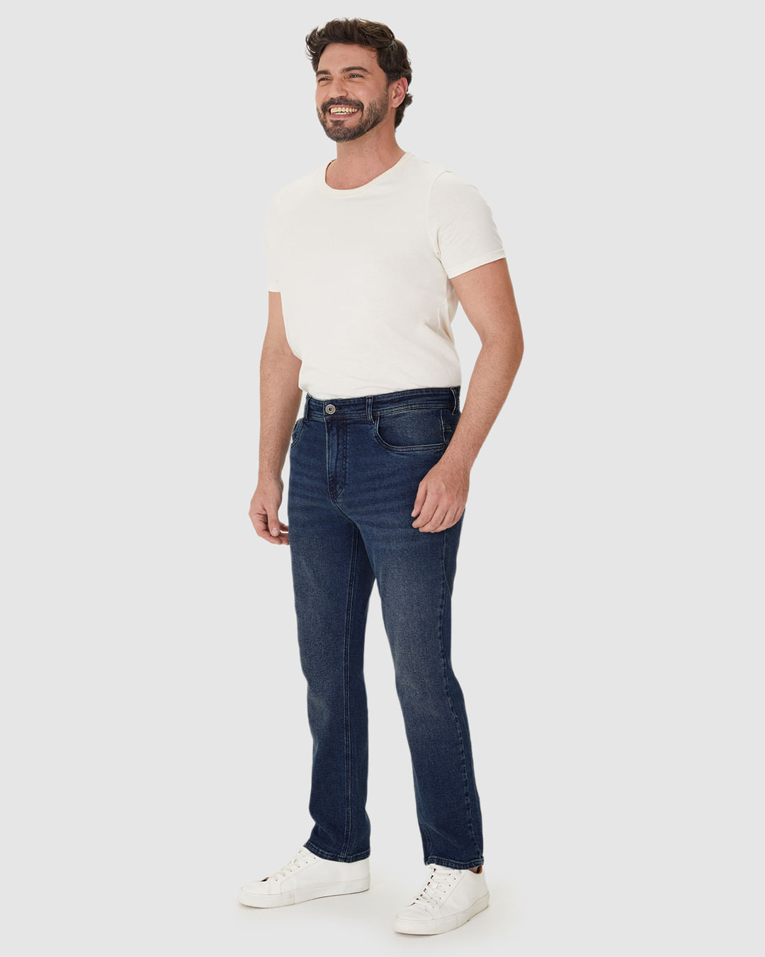 Calça Masculina Small Slim Bordado Bolso Costas Em Jeans Com Elastano - Imagem 12