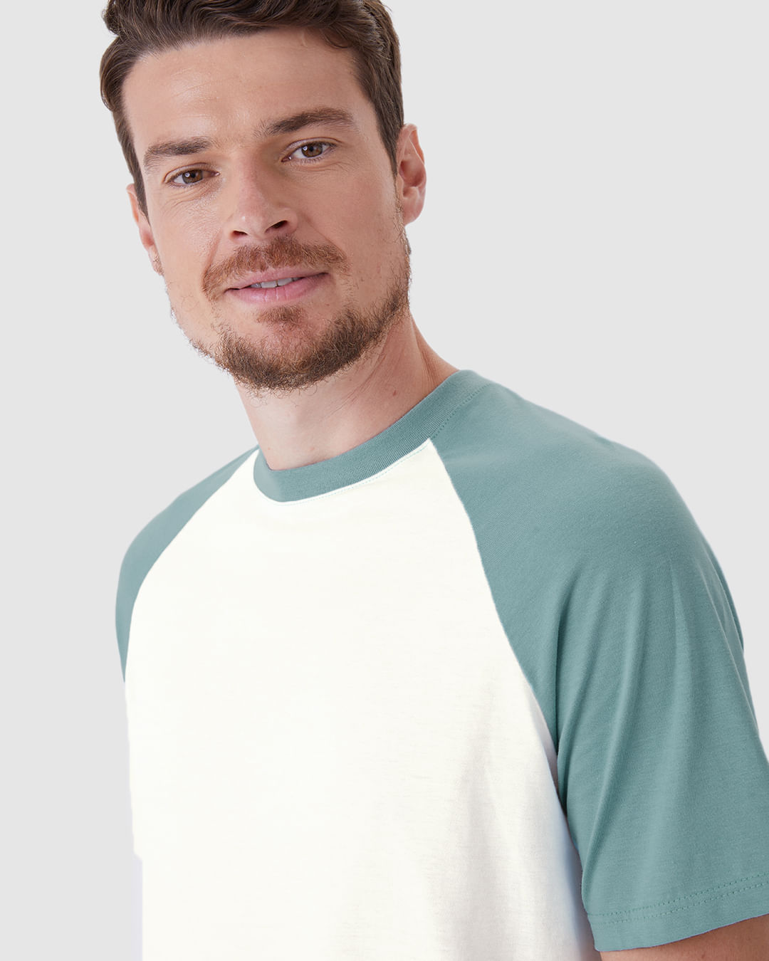 Camiseta Masculina Regular Manga Cor Contraste Em Algodão - Imagem 3