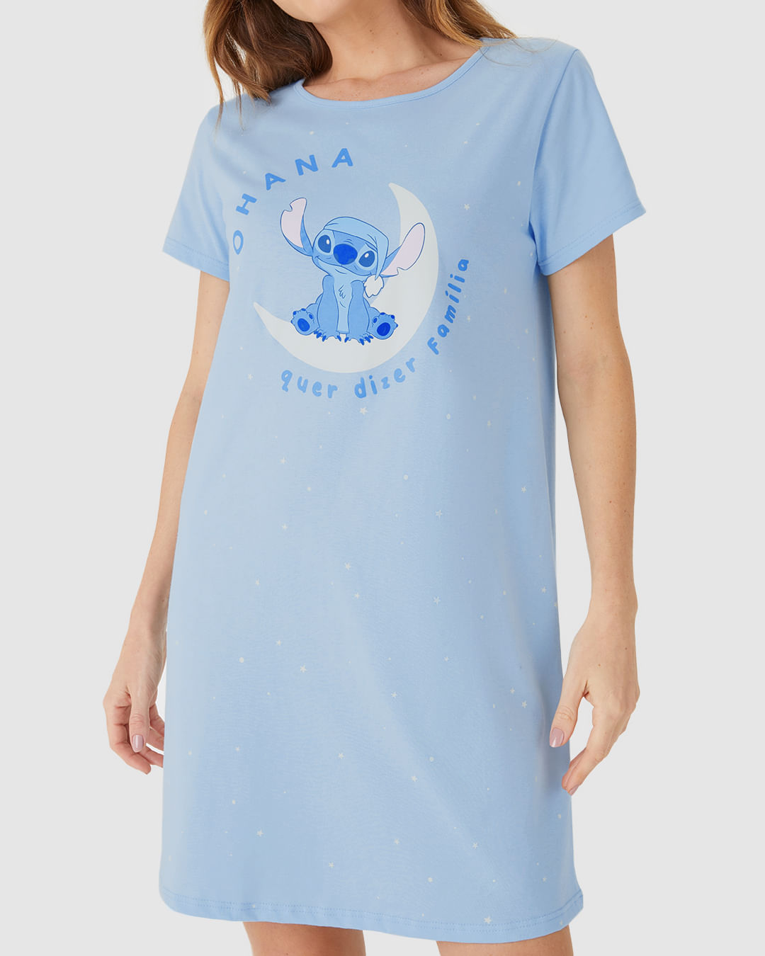 Camisola Feminina Estampa Ohana Stitch Disney Em Algodão - Imagem 13
