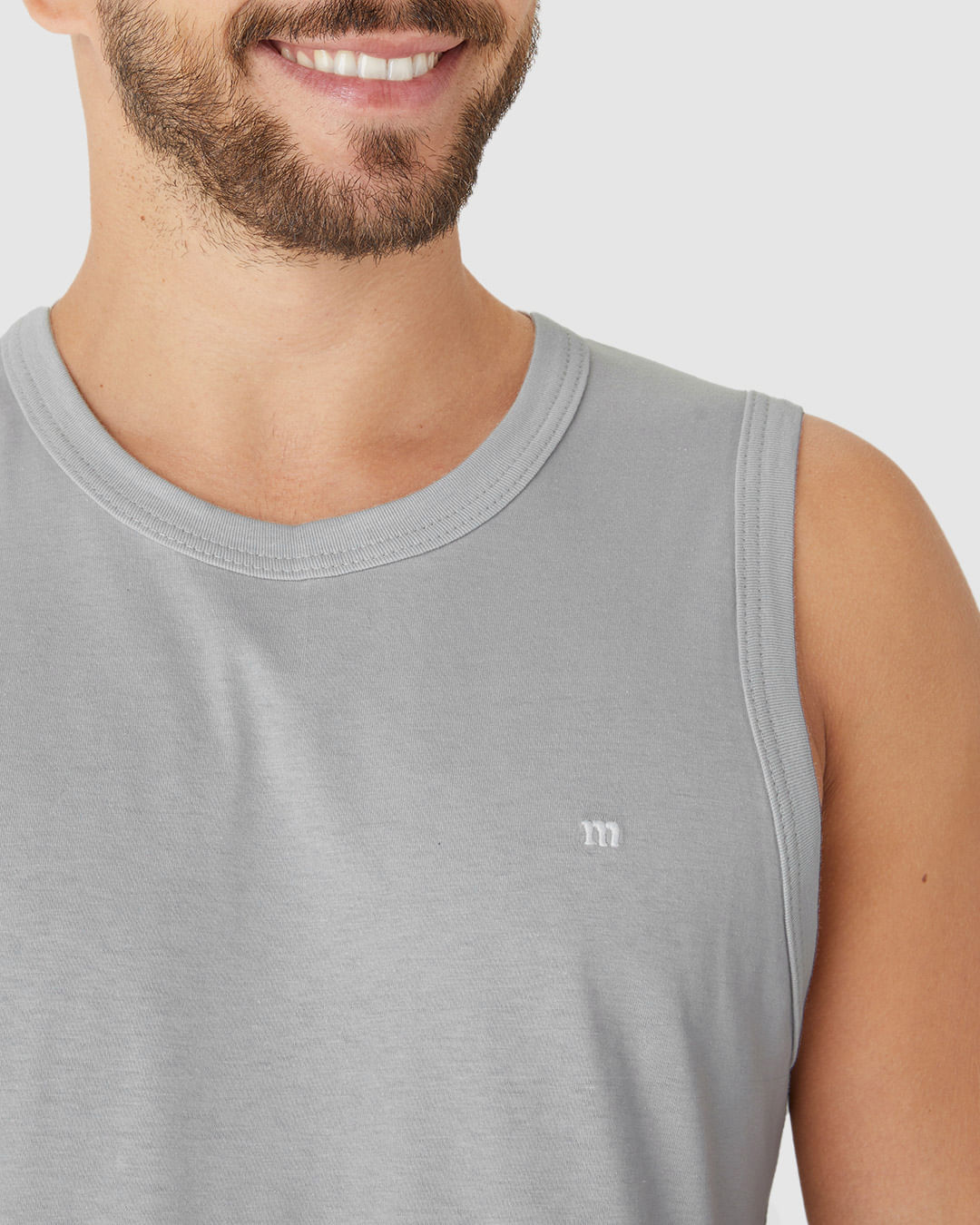 Pijama Curto Masculino Regata Alça Larga Em Malha Algodão - Imagem 3
