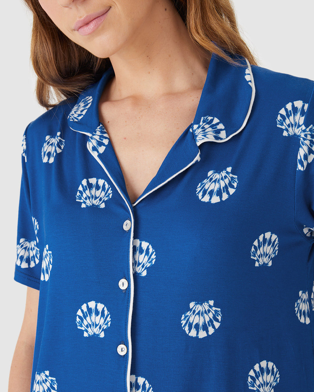 Pijama Curto Feminino Americano Estampa Corrida Digital Em Viscose Stretch - Imagem 18