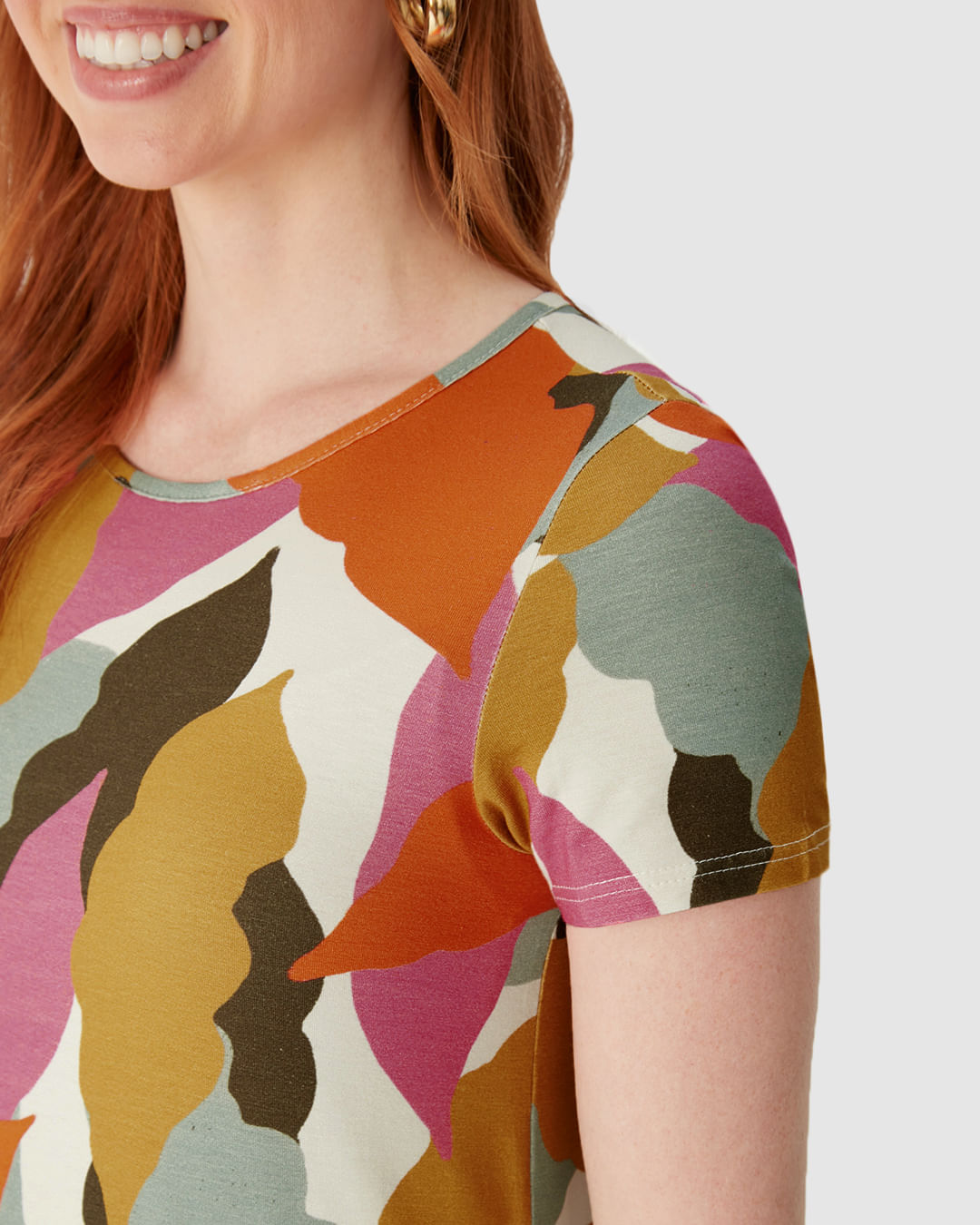 Vestido Feminino Evasê Estampado Barra Franzida Em Viscose Stretch - Imagem 23