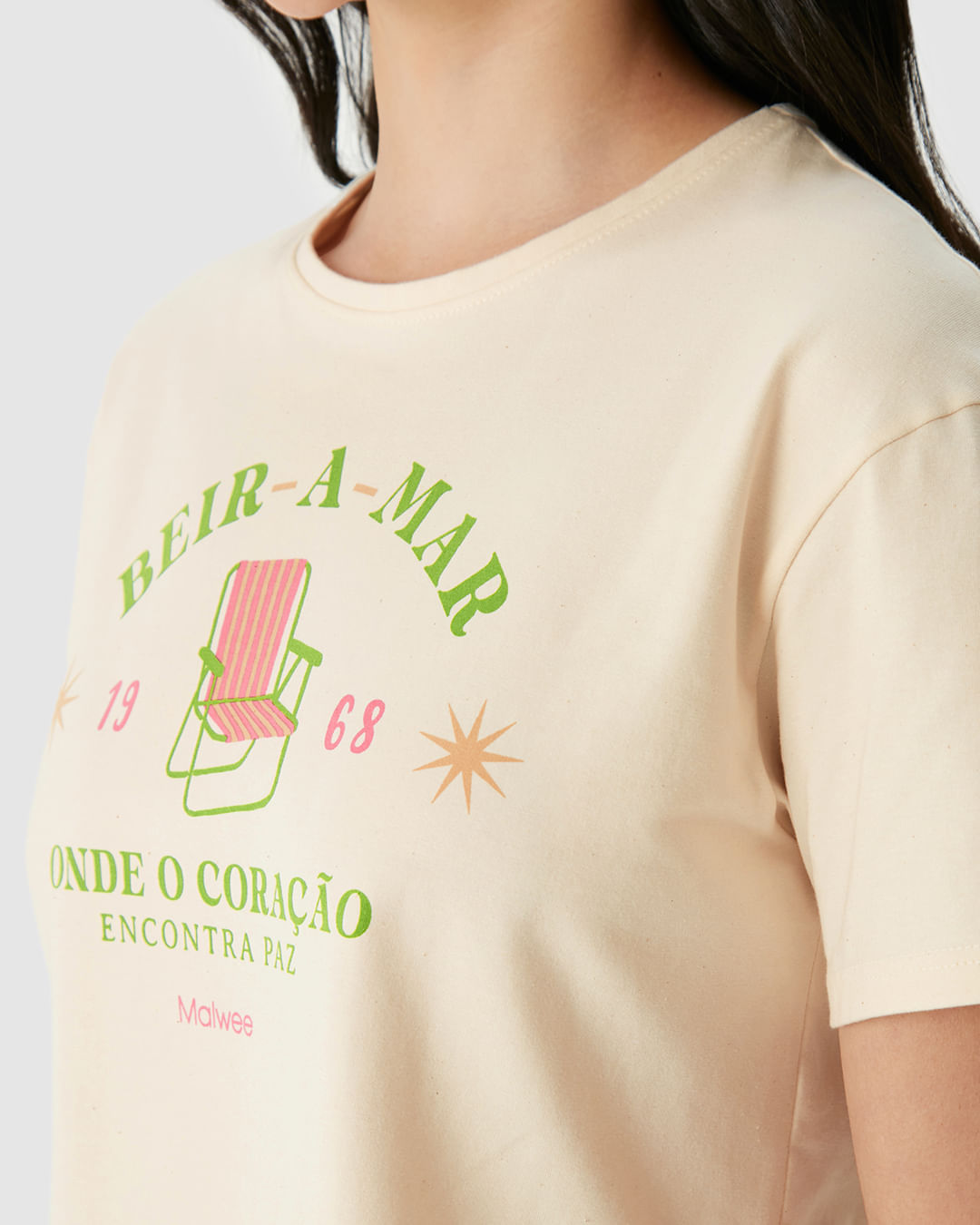 Camiseta Cropped Feminina Estampa Beira-A-Mar Em Algodão - Imagem 23
