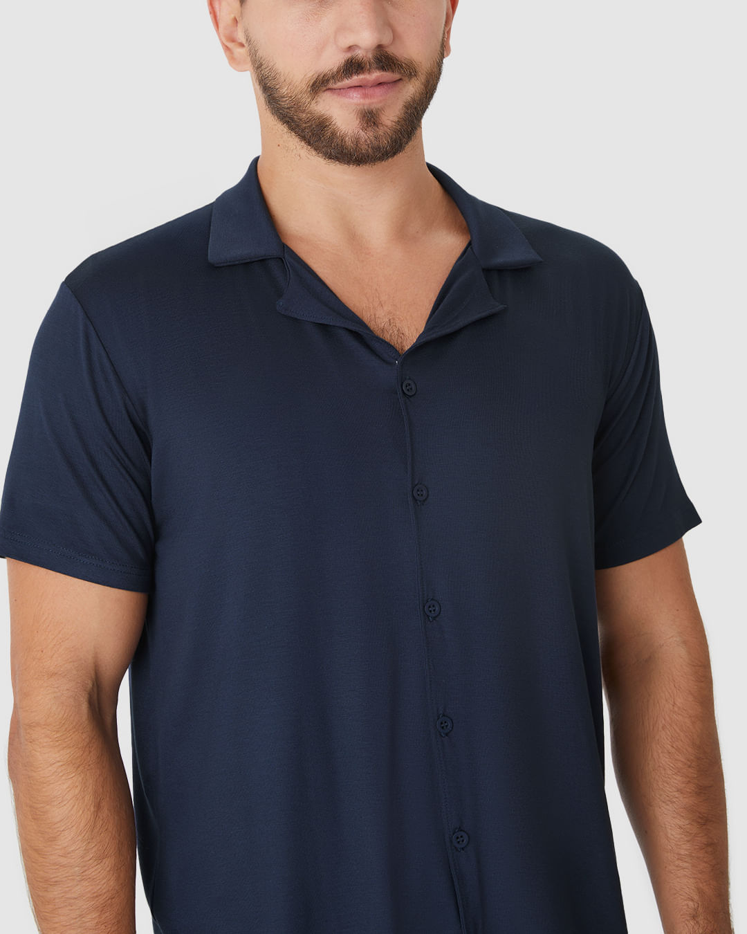 Pijama Curto Masculino Camisa Abotoamento Frontal Em Viscose Stretch - Imagem 23