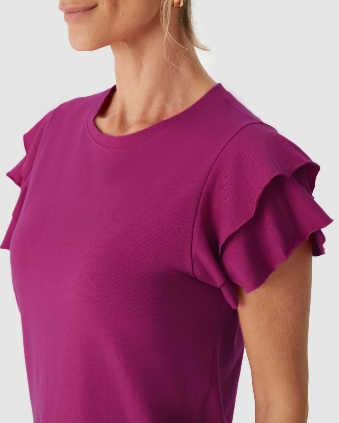 Blusa Feminina Manga Babados Em Malha Linho - Imagem 18