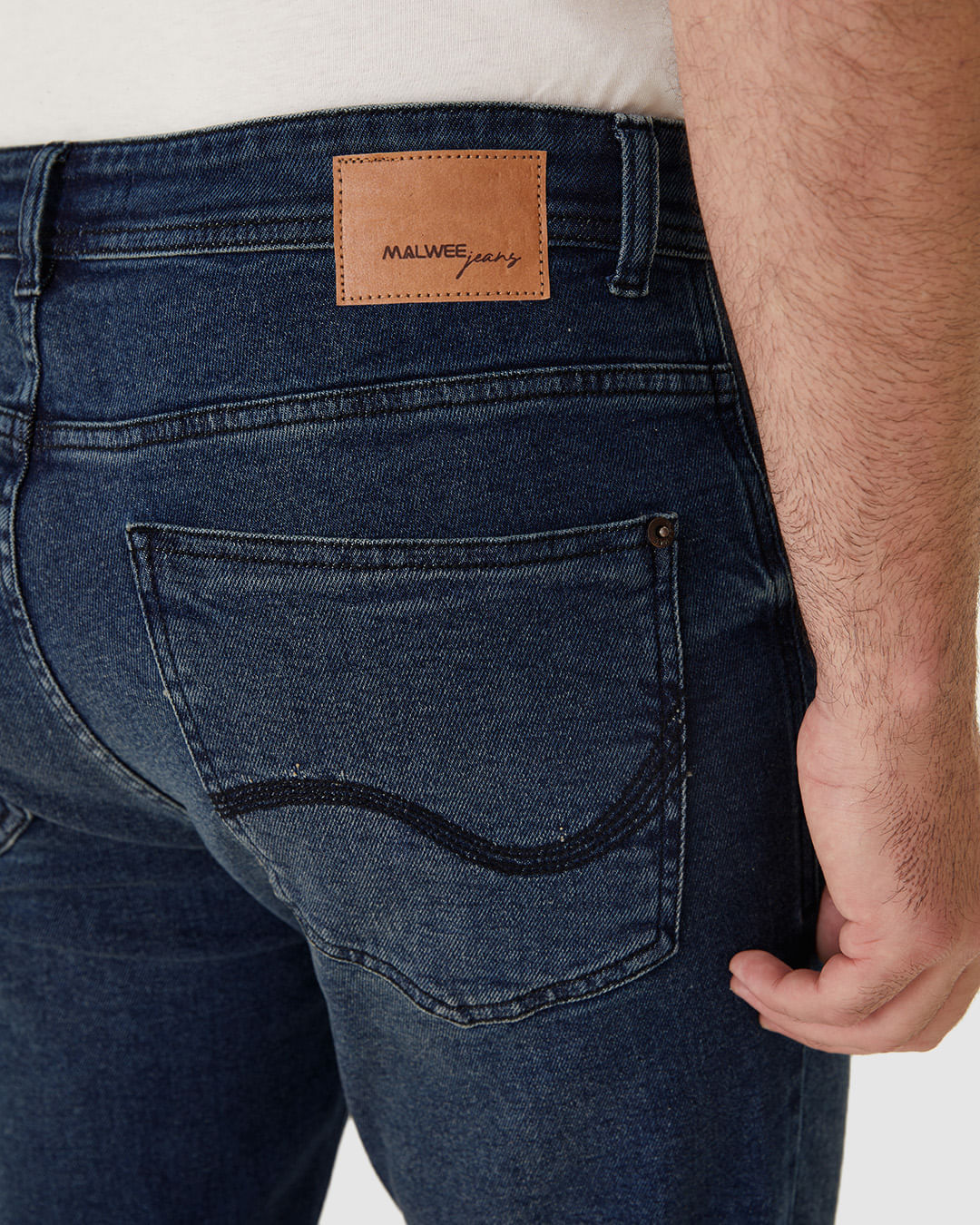 Calça Masculina Small Slim Bordado Bolso Costas Em Jeans Com Elastano - Imagem 8