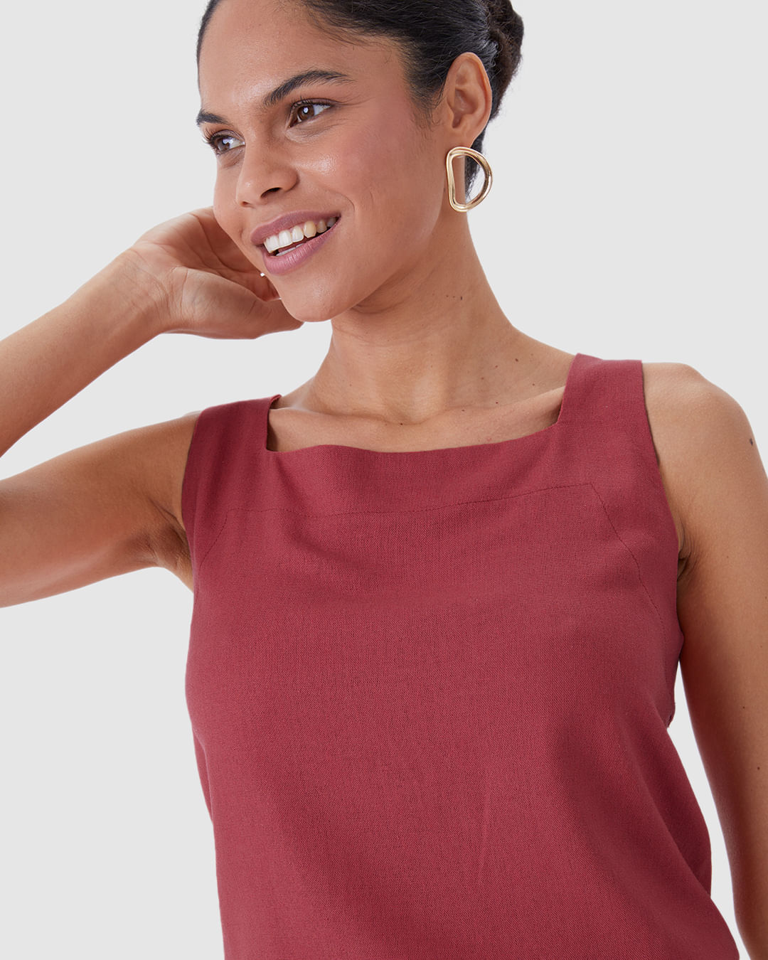 Regata Reta Feminina Amarração Costas Em Viscolinho - Imagem 11