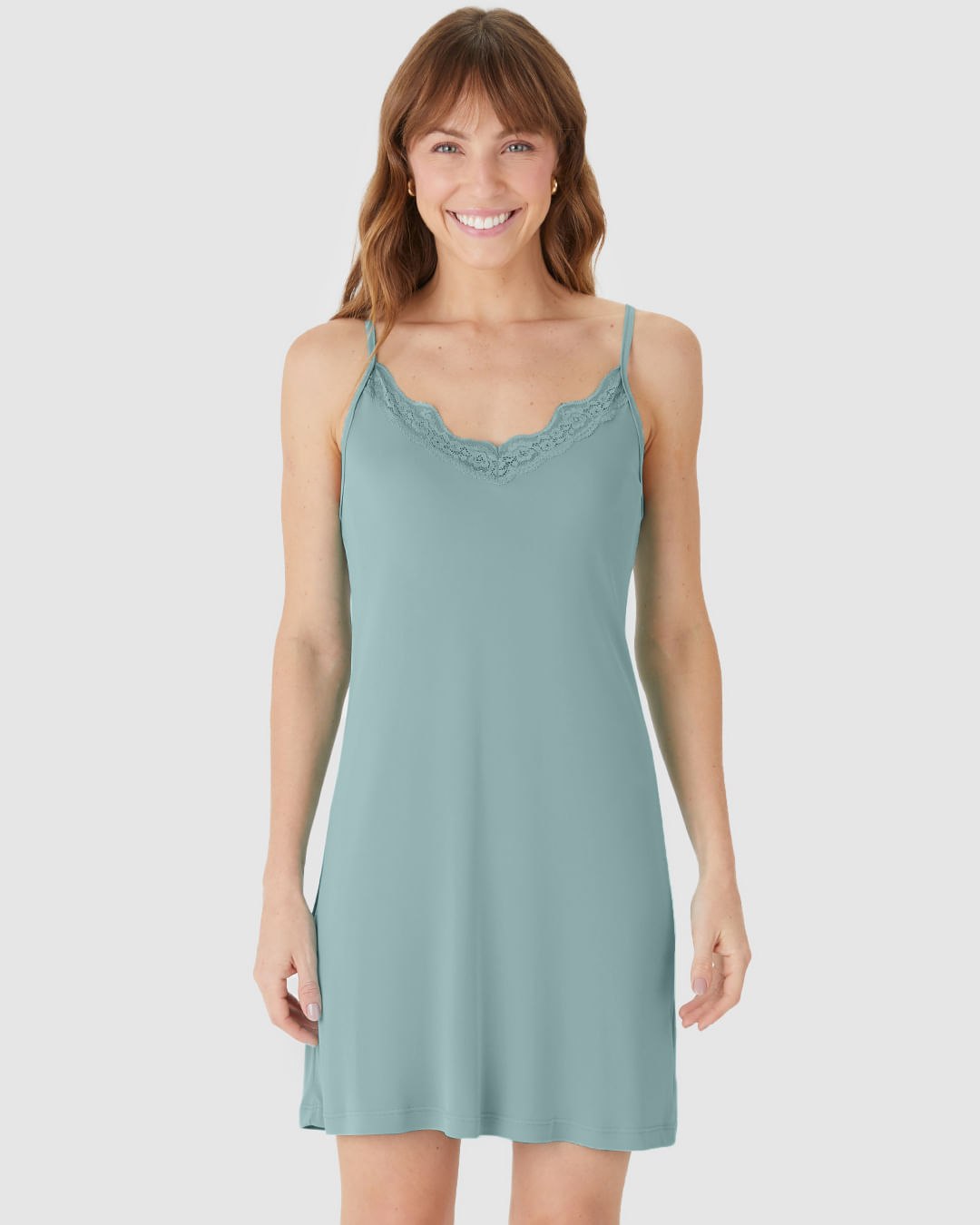 Camisola Feminina Decote V Detalhe Rendado Em Liganete 100% Poliamida - Imagem 4