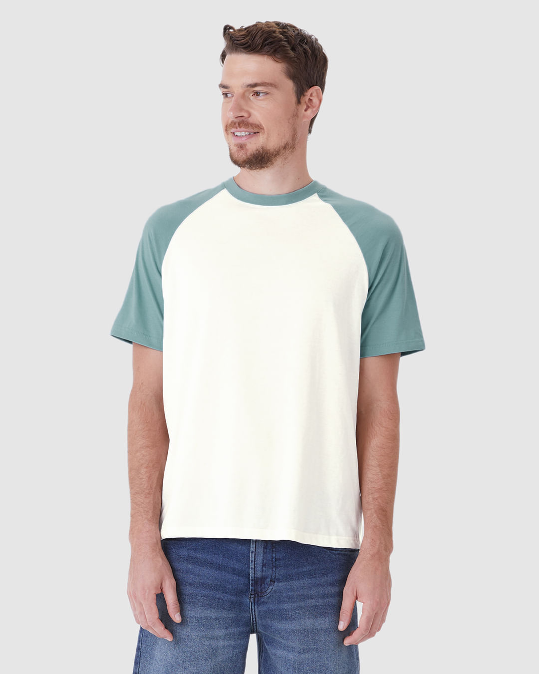 Camiseta Masculina Regular Manga Cor Contraste Em Algodão - Imagem 9