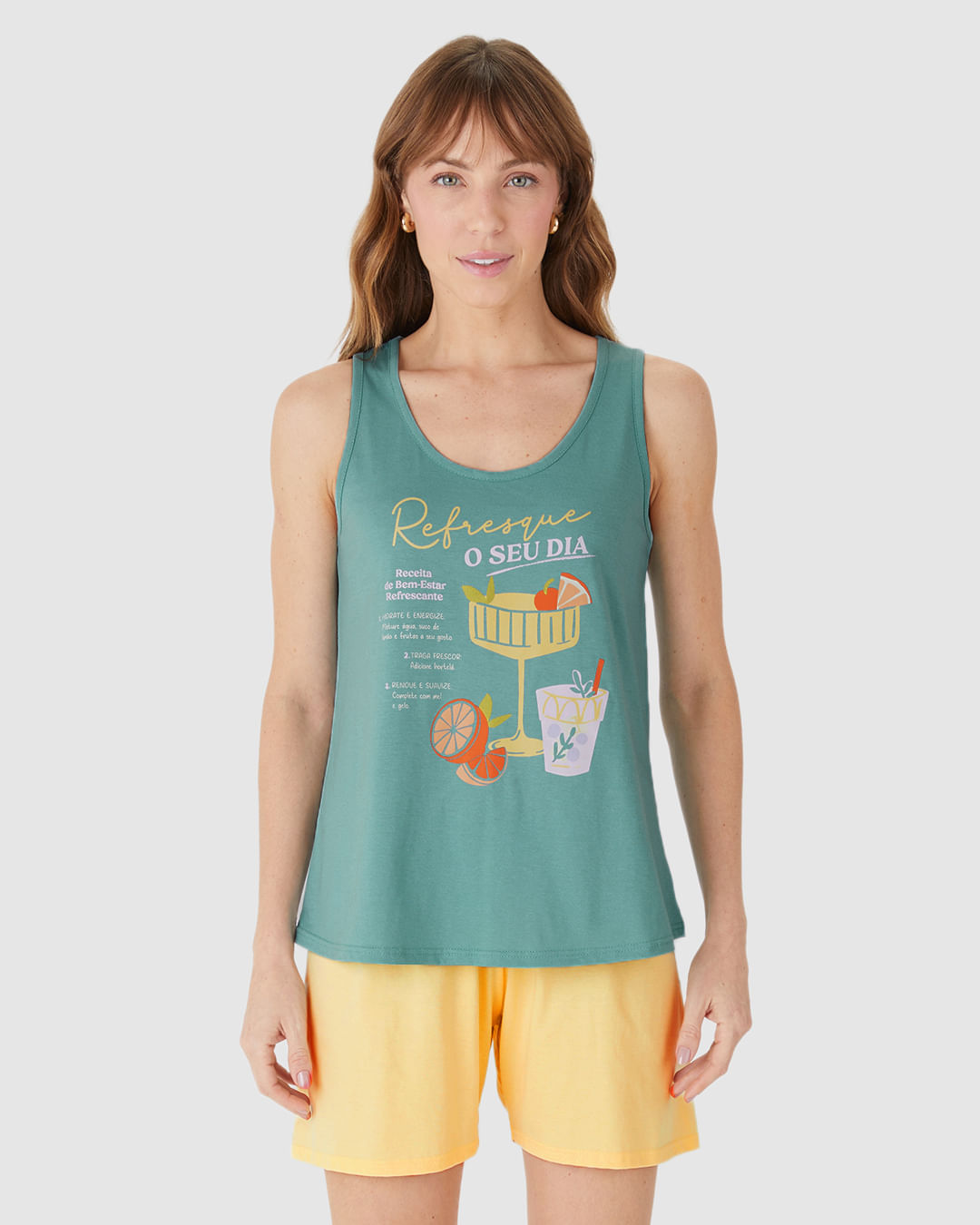 Pijama Curto Feminino Refresque Seu Dia Em Algodão - Imagem 4