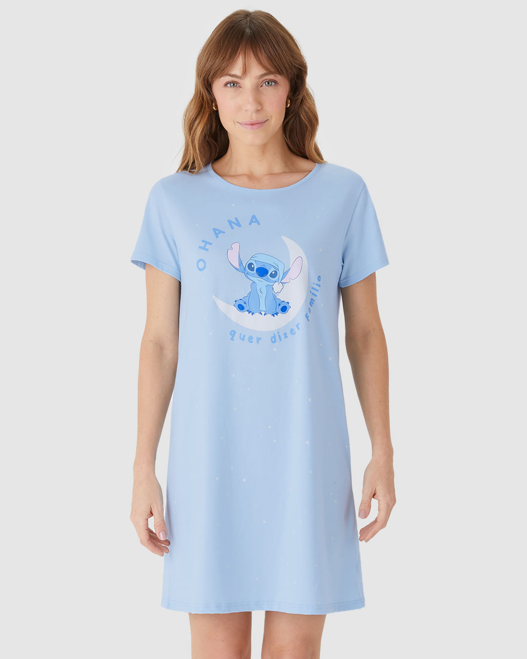 Camisola Feminina Estampa Ohana Stitch Disney Em Algodão - Imagem 19