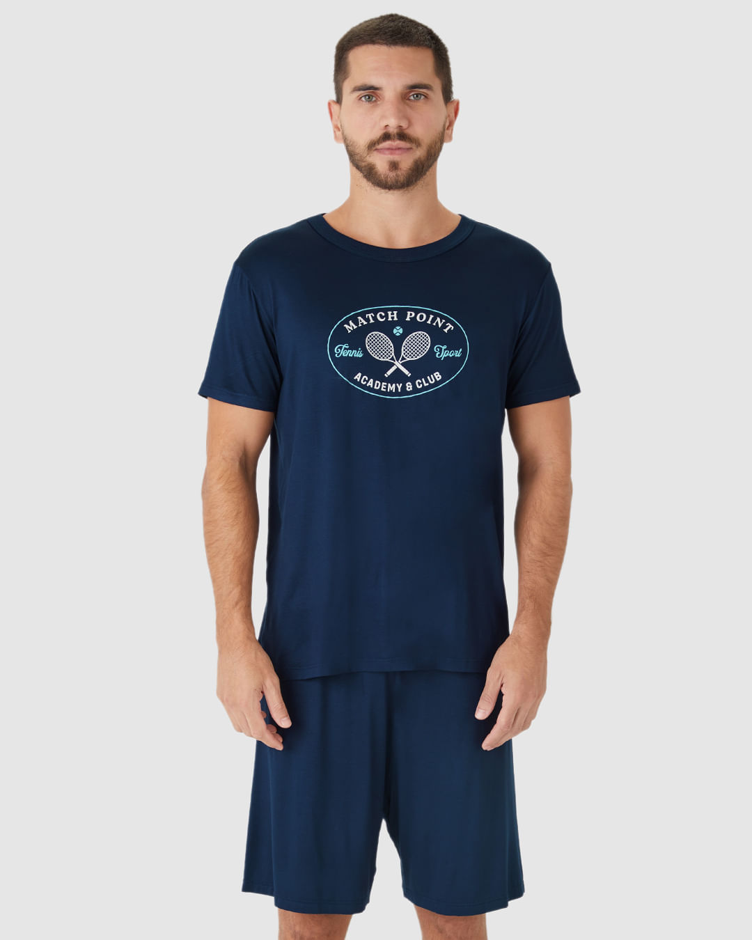 Pijama Curto Masculino Match Point Academy & Club Em Viscose Stretch - Imagem 19