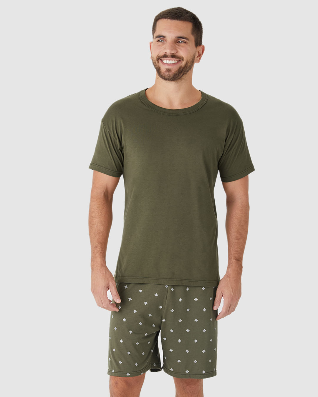 Pijama Curto Masculino Shorts Estampa Digital Em Algodão - Imagem 14