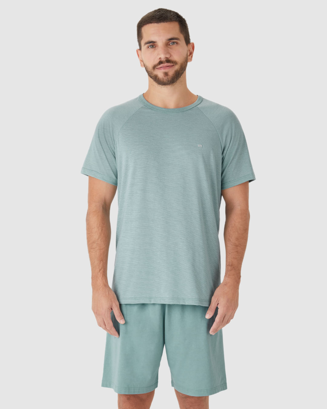 Pijama Curto Masculino Camiseta Manga Curta Em Malha Fio A Fio - Imagem 14